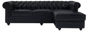 Sofa TOLEDO Schwarz - Echtleder - 163 x 72 x 228 cm