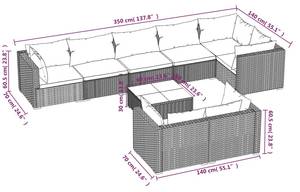 Garten-Lounge-Set (9-teilig) 3013637-7 Braun - Grün - Metall - Polyrattan - 60 x 30 x 60 cm