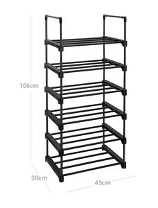 Schuhregal Schwarz - Metall - 30 x 106 x 45 cm