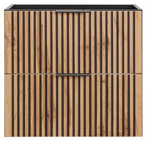 Schrank unter waschbecken XILO CUW60 2D Grau - Holzwerkstoff - Kunststoff - 60 x 57 x 46 cm