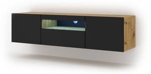 Meuble tv AURA RTV150 3D Beige - Imitation chêne marron-noir