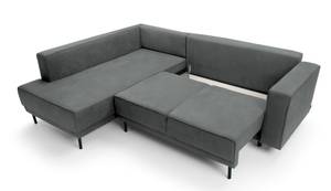 Ecksofa Rodario Steingrau - Massivholz - Textil - Holz teilmassiv