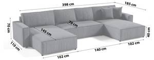 Ecksofa Eckcouch Bento U Form Couch Anthrazit