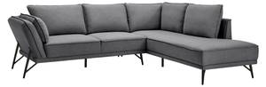 Ecksofa HANNA Grau - Metall - Massivholz - Textil - 260 x 87 x 217 cm