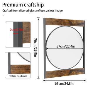 Wandspiegel Holz Vintage Braun - Glas - Metall - 63 x 2 x 76 cm