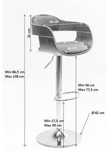 Tabouret de bar Monaco Marron - Bois massif - 48 x 106 x 48 cm