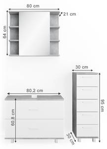 Salle de bains Ilias béton (3 éléments) Imitation béton - Blanc - 80 x 95 x 33 cm