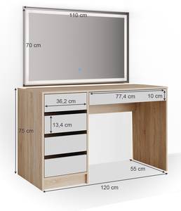 Schminktisch Sherry 36920 Weiß - 120 x 75 x 55 cm