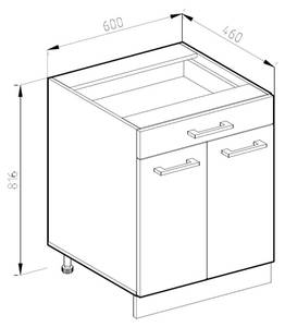 Küchenunterschrank R-Line 45436 Grau - Weiß - Holzwerkstoff - 60 x 82 x 60 cm