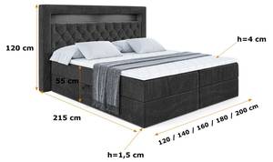 Boxspringbett - NOEL GOLD - LED Schwarz - Breite: 160 cm - H4