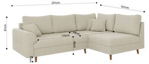 Ecksofa und Hocker Neo, Cord-Stoff Beige