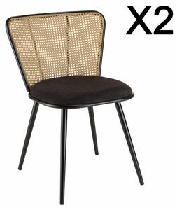 Stuhl und Sessel am Tisch LEA 2er Set Schwarz - Rattan - 60 x 78 x 54 cm