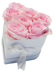 Rosenbox Herz weiß rosa Rose 12 cm Pink - Papier - 12 x 13 x 12 cm