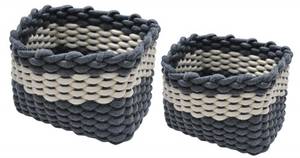Lot de 2 paniers en corde tressée Gris - Textile - 40 x 30 x 25 cm