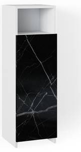 Chiffonnier Nero Aspect marbre brillant Noir - En partie en bois massif - 30 x 95 x 30 cm