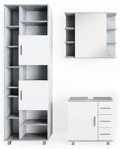 Mobilier de salle de bains Ilias Imitation béton - Blanc - 80 x 64 x 21 cm