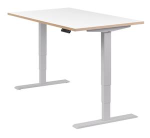 Höhenverstellbarer Tisch Homedesk mit MP Weiß - Breite: 140 cm - Silber