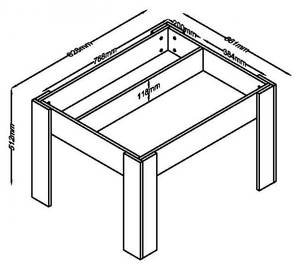 Spieltisch KA5750D Weiß - Holz teilmassiv - 83 x 51 x 66 cm