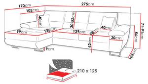 Ecksofa Cotere Mini Cord Kastanienbraun - Ecke davorstehend rechts