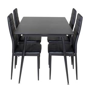 Essgruppe Silar 12 (5-teilig) Schwarz - Massivholz - 90 x 76 x 120 cm