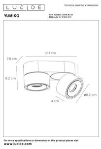 Spot plafond YUMIKO 8 x 9 x 17 cm
