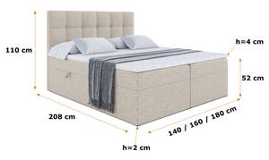 Boxspringbett MARCE Beige - Breite: 180 cm - H4