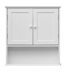 Armoire suspendue Caju Blanc - En partie en bois massif - 12 x 58 x 56 cm