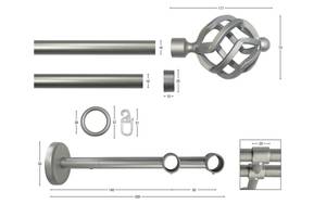 Gardinenstange Rustika 2 lfg. Silber - Breite: 190 cm
