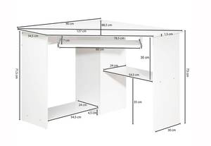 Computertisch LENDA Schreibtisch Weiß Weiß - Holzwerkstoff - 94 x 90 x 48 cm