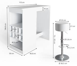 Bartisch Set Ross 33210 Weiß - Holzwerkstoff - 115 x 105 x 50 cm