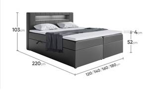 Boxspringbett Aspin Anthrazit - Breite: 120 cm - H3