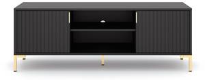 Meuble tv FLINN RTV140 2D Noir - Bois manufacturé - Matière plastique - 140 x 50 x 40 cm