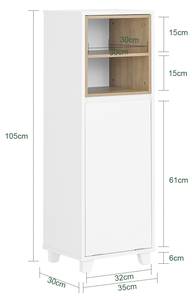 Wäscheschrank BZR146-W Weiß - 35 x 105 x 30 cm