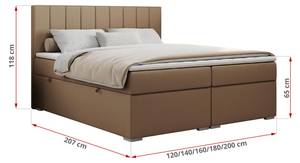 Boxspringbett ALLY Breite: 120 cm - H3 - Kunstleder