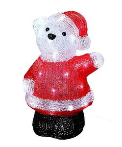 Ours habit de Père noël lumineux décorat Blanc - Matière plastique - 13 x 30 x 17 cm