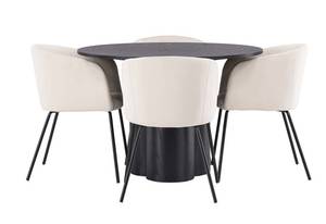 Essgruppe Olivia 12 (5-teilig) Schwarz - Massivholz - 110 x 75 x 110 cm