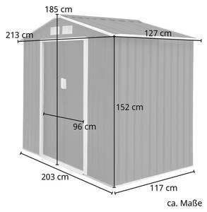 Gerätehaus S100 Metall Hellgrau Grau - Metall - 127 x 185 x 213 cm