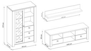 Wohnwand LATOUR 3-teilig Braun - Grau - Holzwerkstoff - 255 x 135 x 57 cm