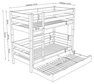 Etagenbett N01 mit Matratzenschublade Eiche Hell - 120 x 200 cm