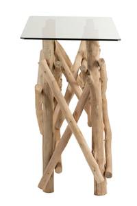 Console rectangulaire branches bois Beige - Verre - 13 x 14 x 13 cm