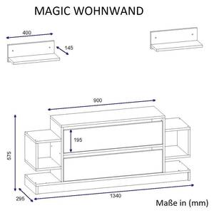 Wohnwand Magic Weiß Walnuss Braun - Holzwerkstoff - 134 x 58 x 29 cm