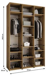 Drehtürenschrank Como 4 Beige - Schwarz - 160 x 50 cm