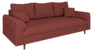 Sofa Neo 3-Sitzer Cord-Stoff Rubinrot