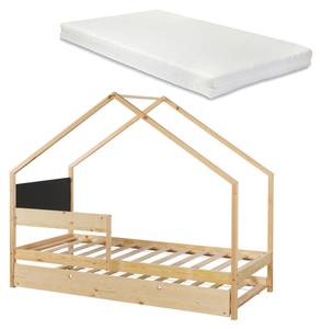 Lit cabane Sodankylä avec 2 matelas Marron - Bois massif - Bois/Imitation - 96 x 170 x 209 cm