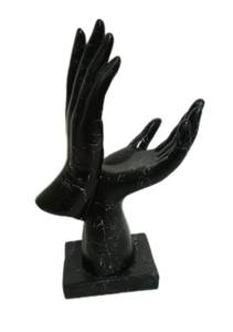 Skulptur 2 Hände Schwarz Marmoroptik Schwarz - Kunststoff - Stein - 19 x 30 x 10 cm