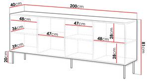 Sideboard Cortina Schwarz - Walnuss