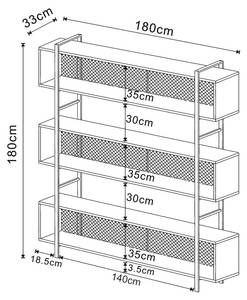 Standregal Randaberg Schwarz - Holzwerkstoff - Metall - 180 x 180 x 33 cm