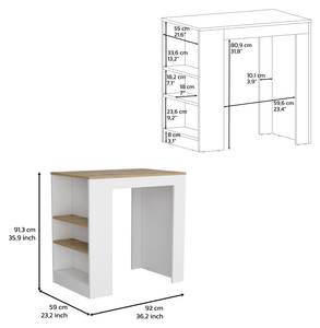 Ilot de cuisine Portree Bois manufacturé - Matière plastique - 92 x 92 x 59 cm