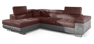 Ecksofa TONA Braun - Silber / Grau - Silbergrau - Ecke davorstehend links