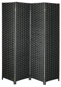 Paravent en nylon noir 4 panneaux Textile - 45 x 180 x 1 cm